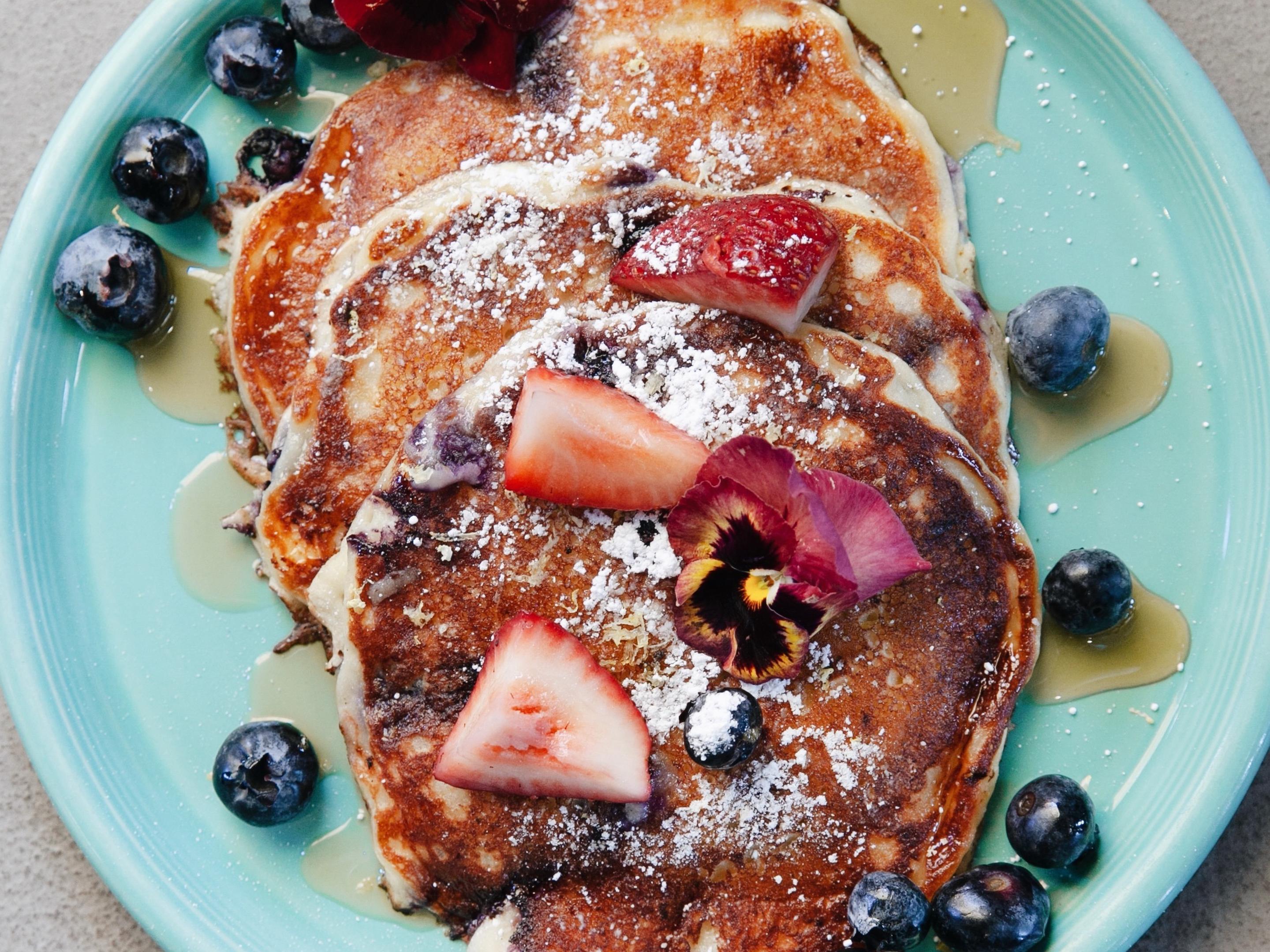 Huckleberry Lemon Ricotta Pancakes