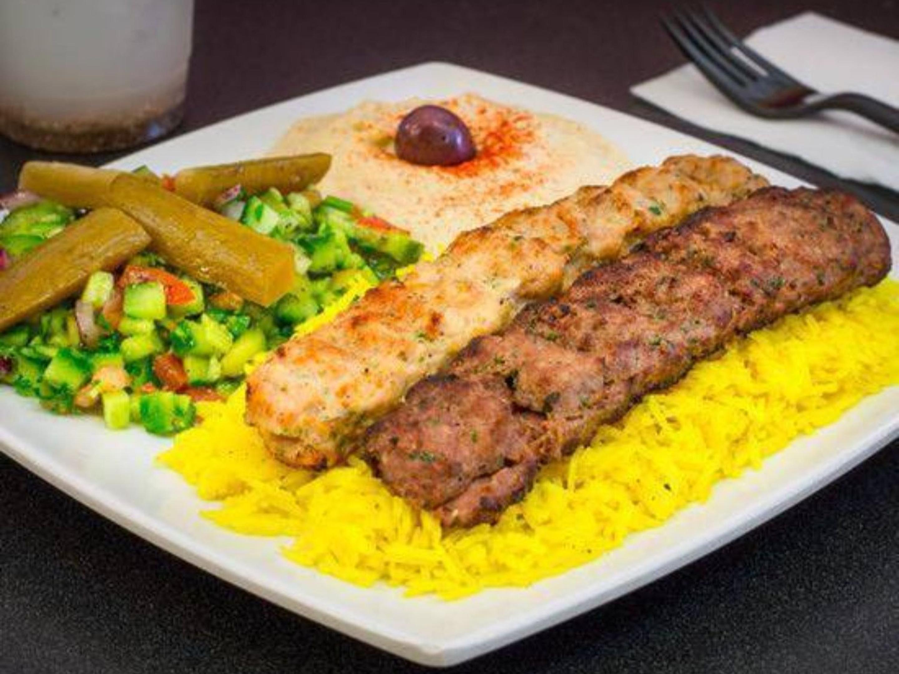 Combination Ground Beef Kabob & Ground Chicken Kabob Plate