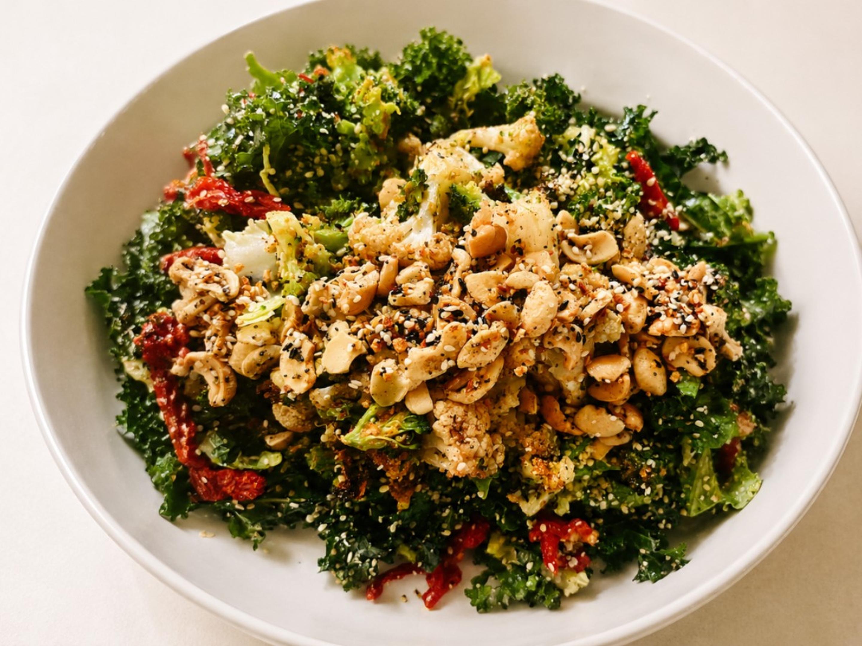 Vegan Cashew Crunch Kale Salad