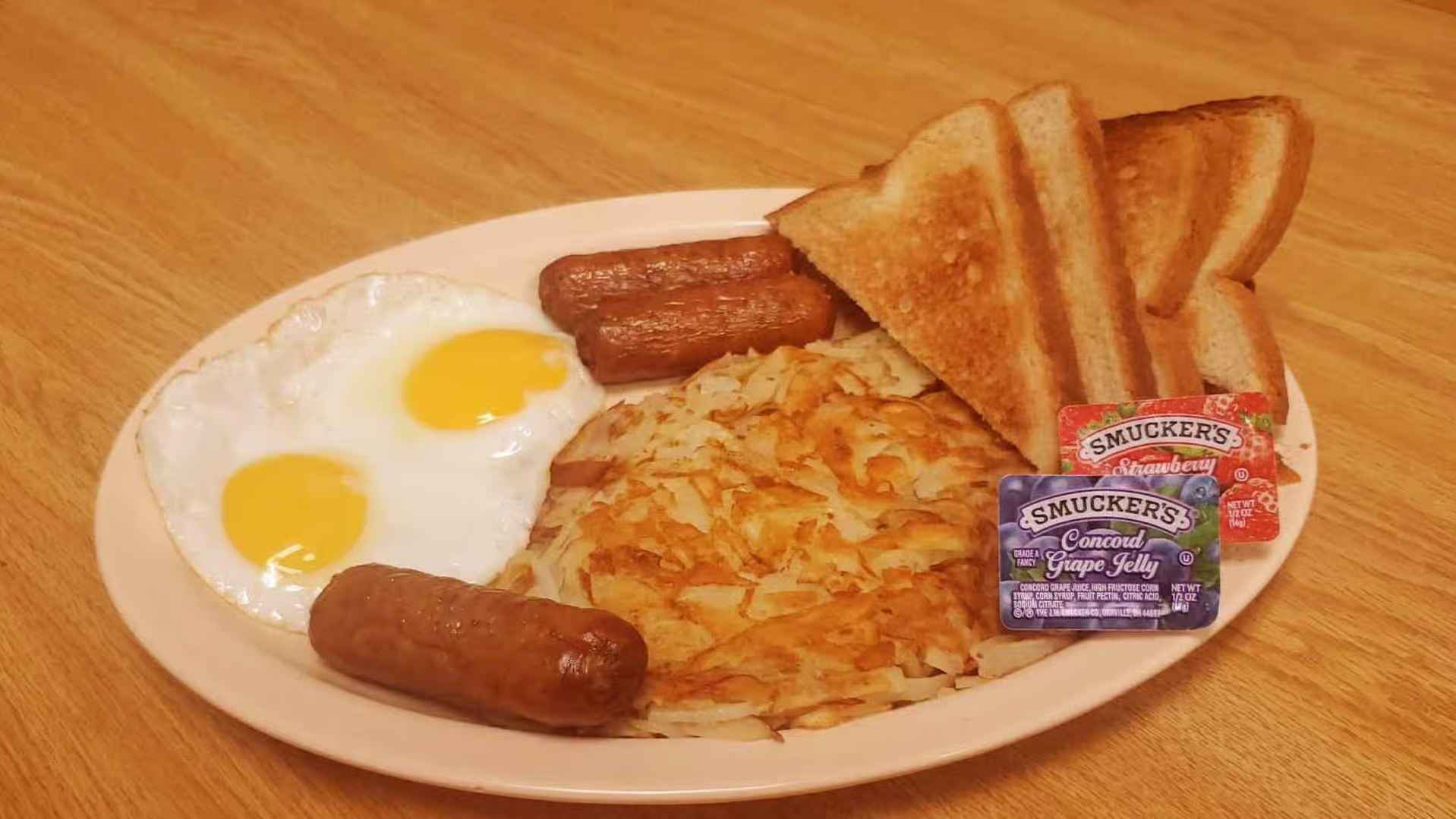 #5 Hashbrown, 2 Eggs, 4 Bacon or Sausage