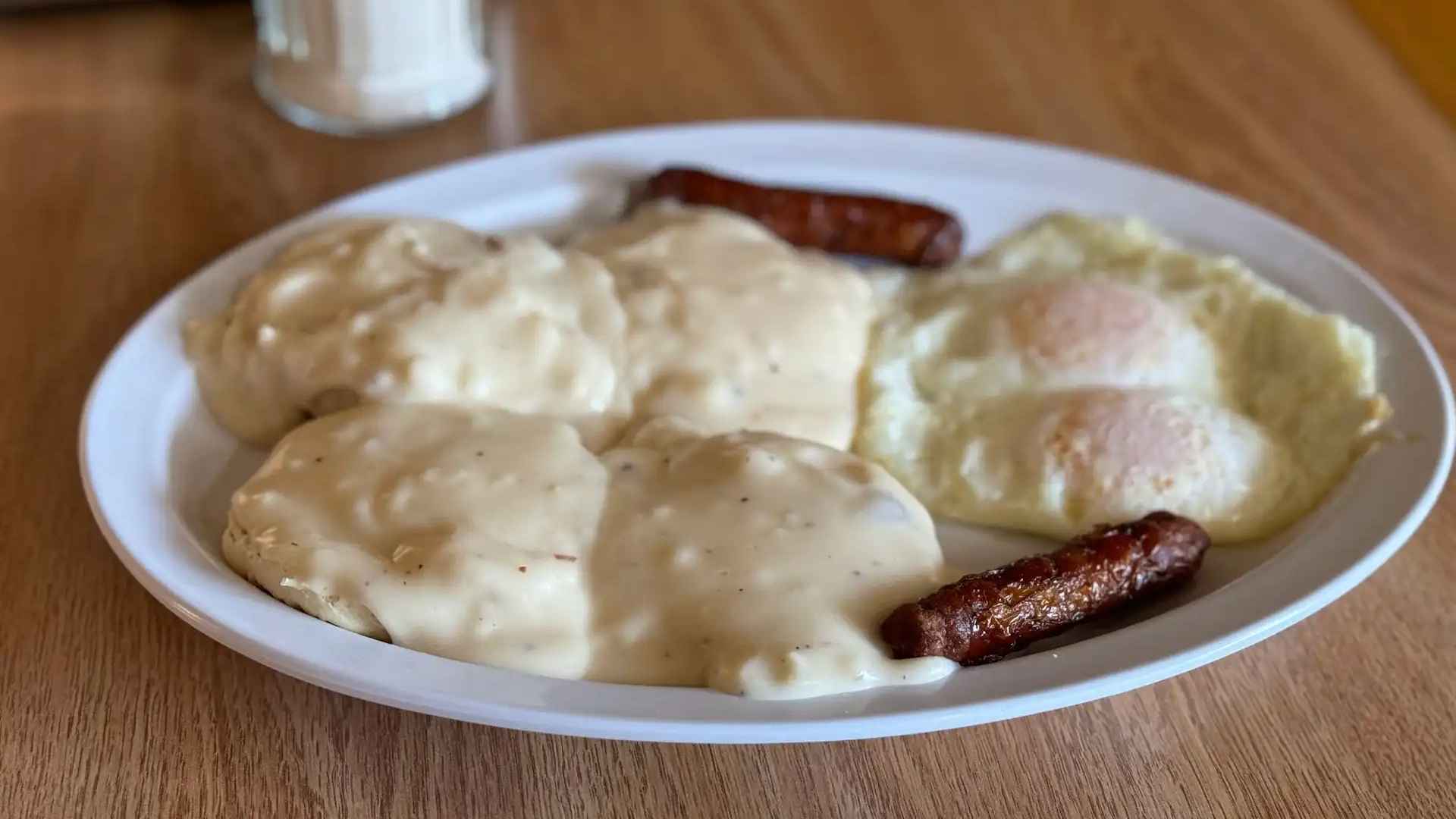 #3 Biscuits and Gravy, 2 Eggs, 2 Bacon or Sausage
