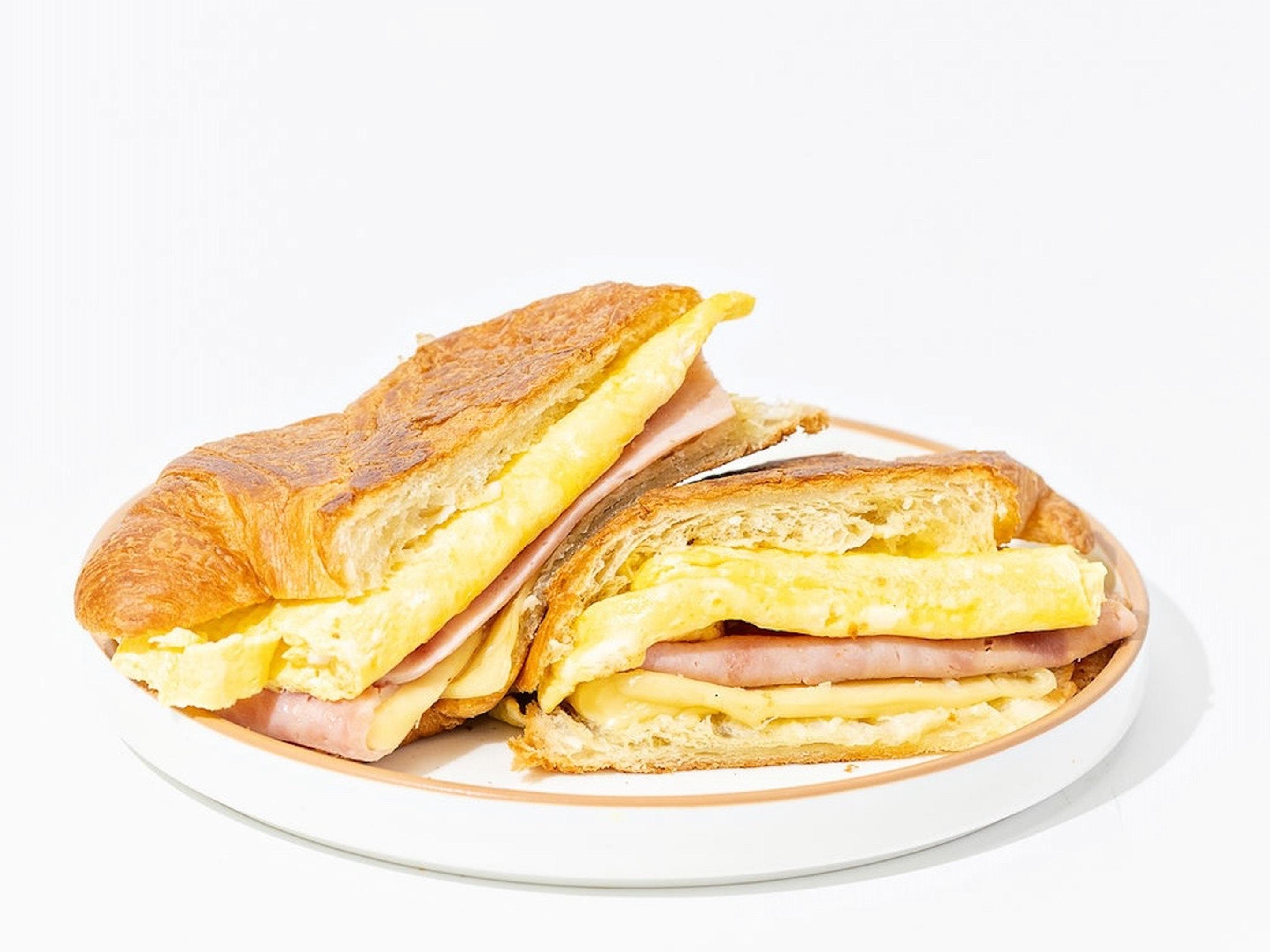 Croissant with Egg, Ham & Cheese