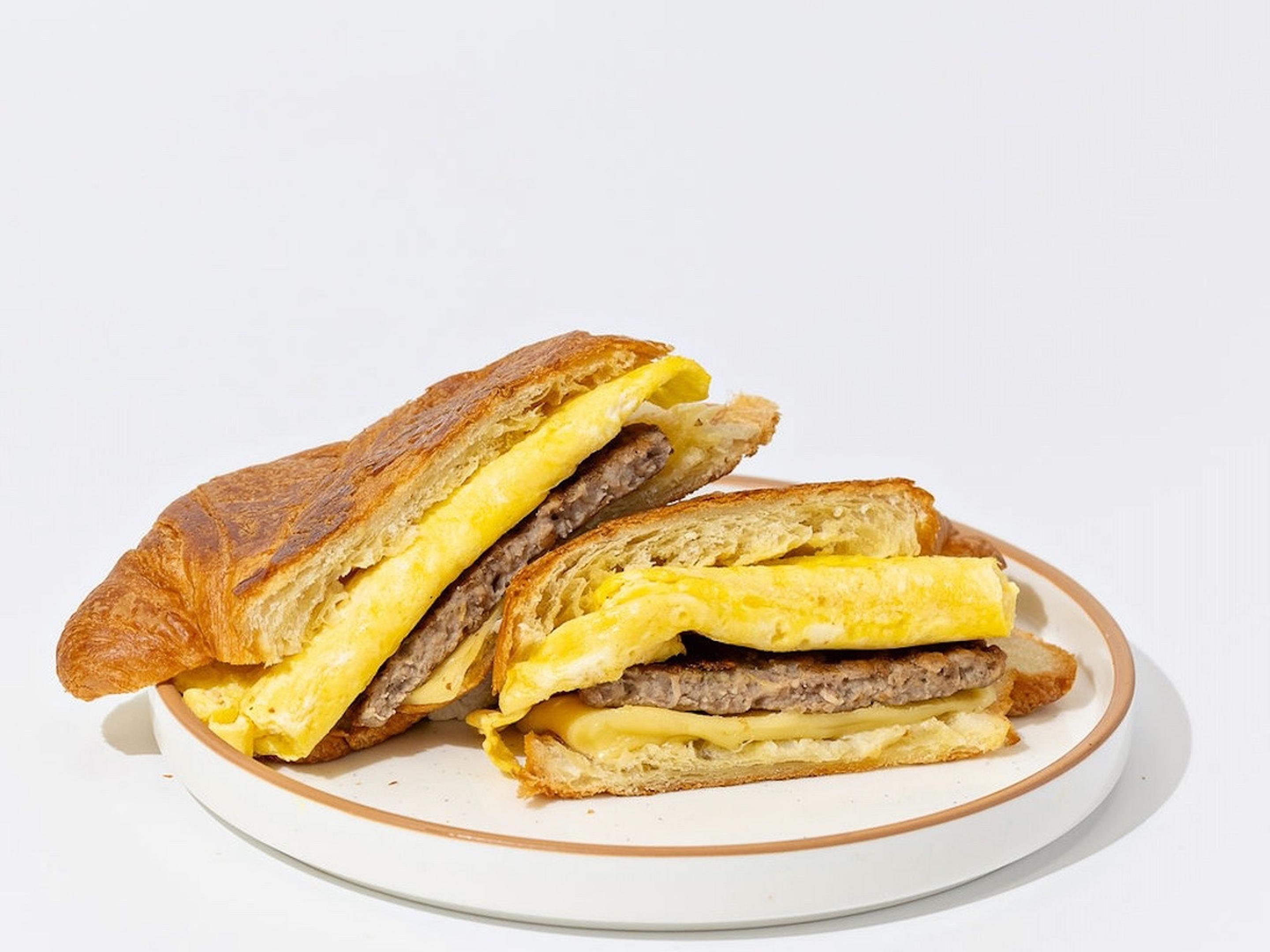 Croissant with Egg, Sausage & Cheese