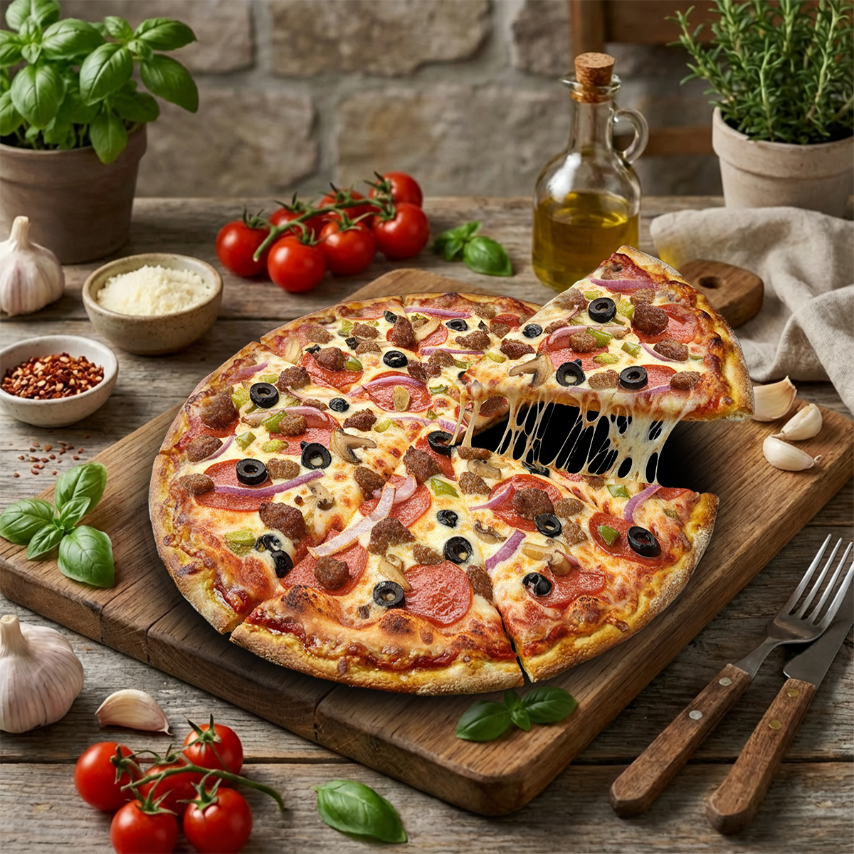 Large Thin Crust  Supreme Pizza