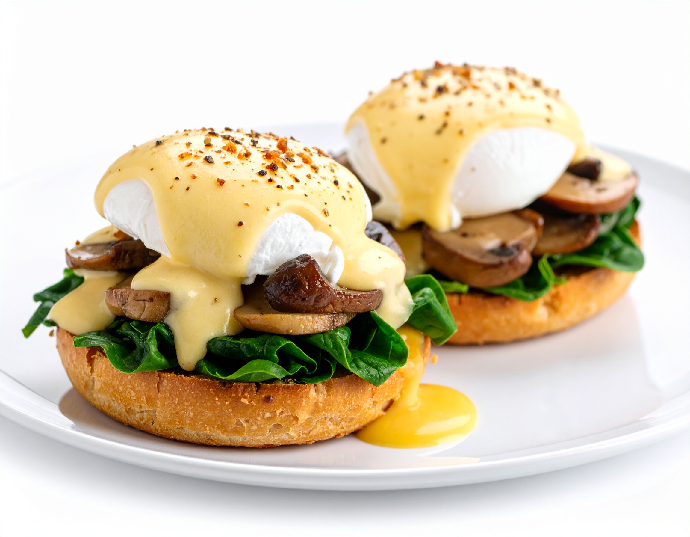 Mushroom + Spinach Eggs Benny