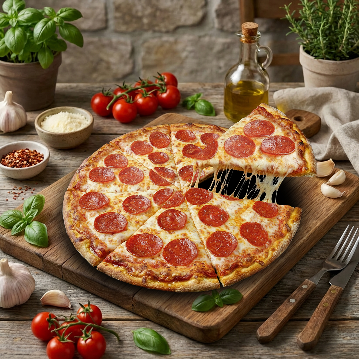 Large Thin Crust Pepperoni Pizza