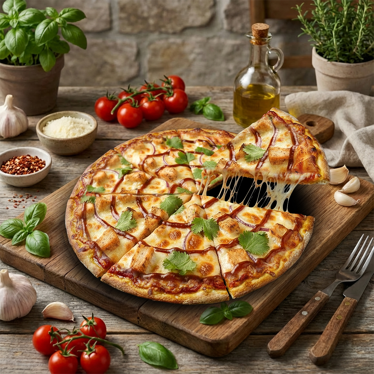 Large Thin Crust BBQ Chicken Pizza