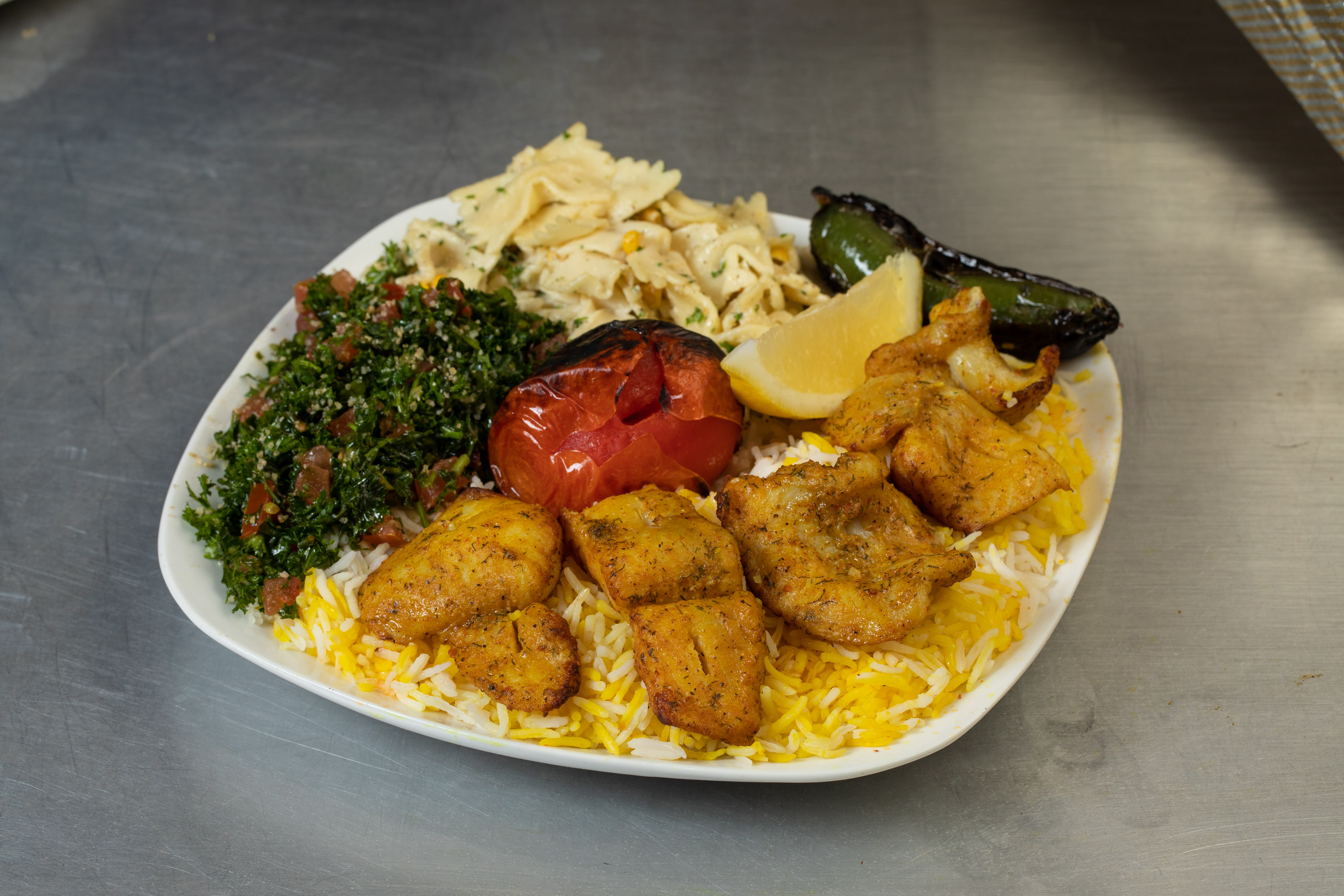 Fish Fillet Kabob Plate