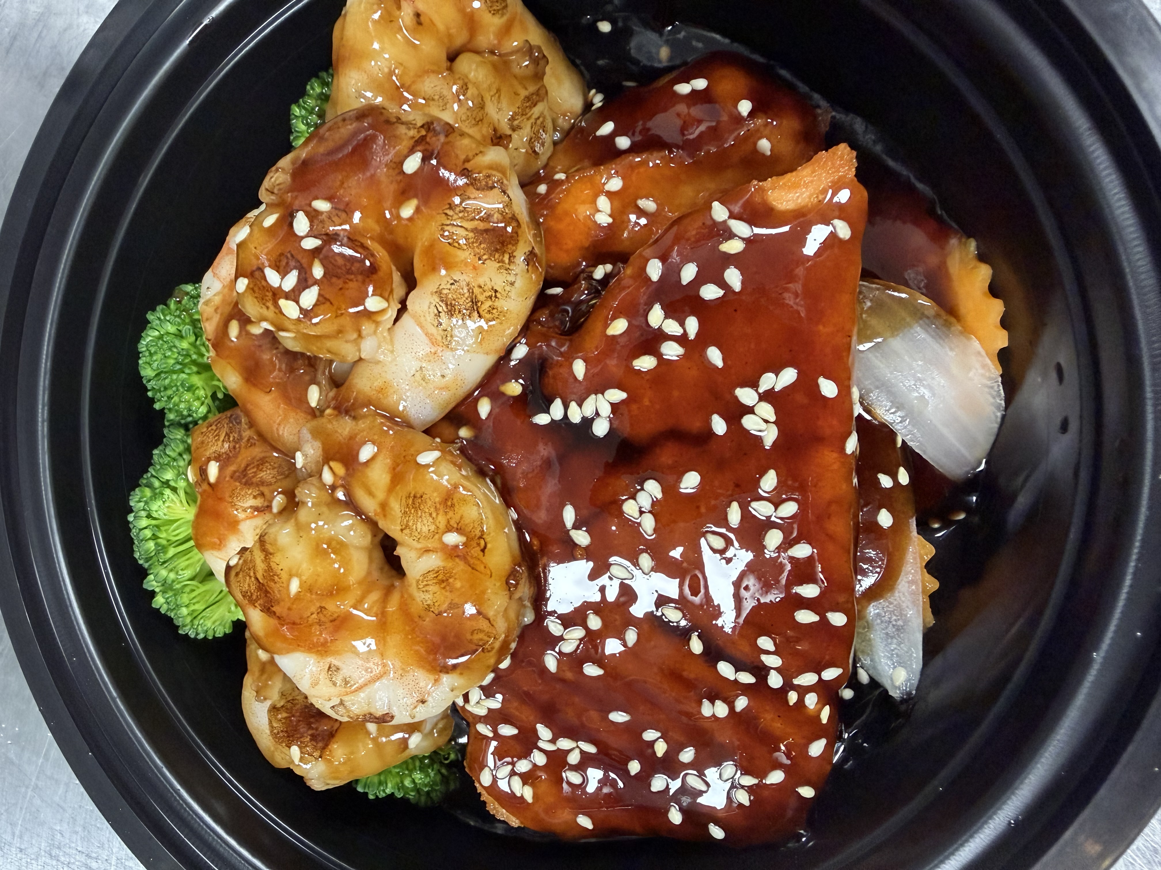 Salmon + Shrimp Teriyaki