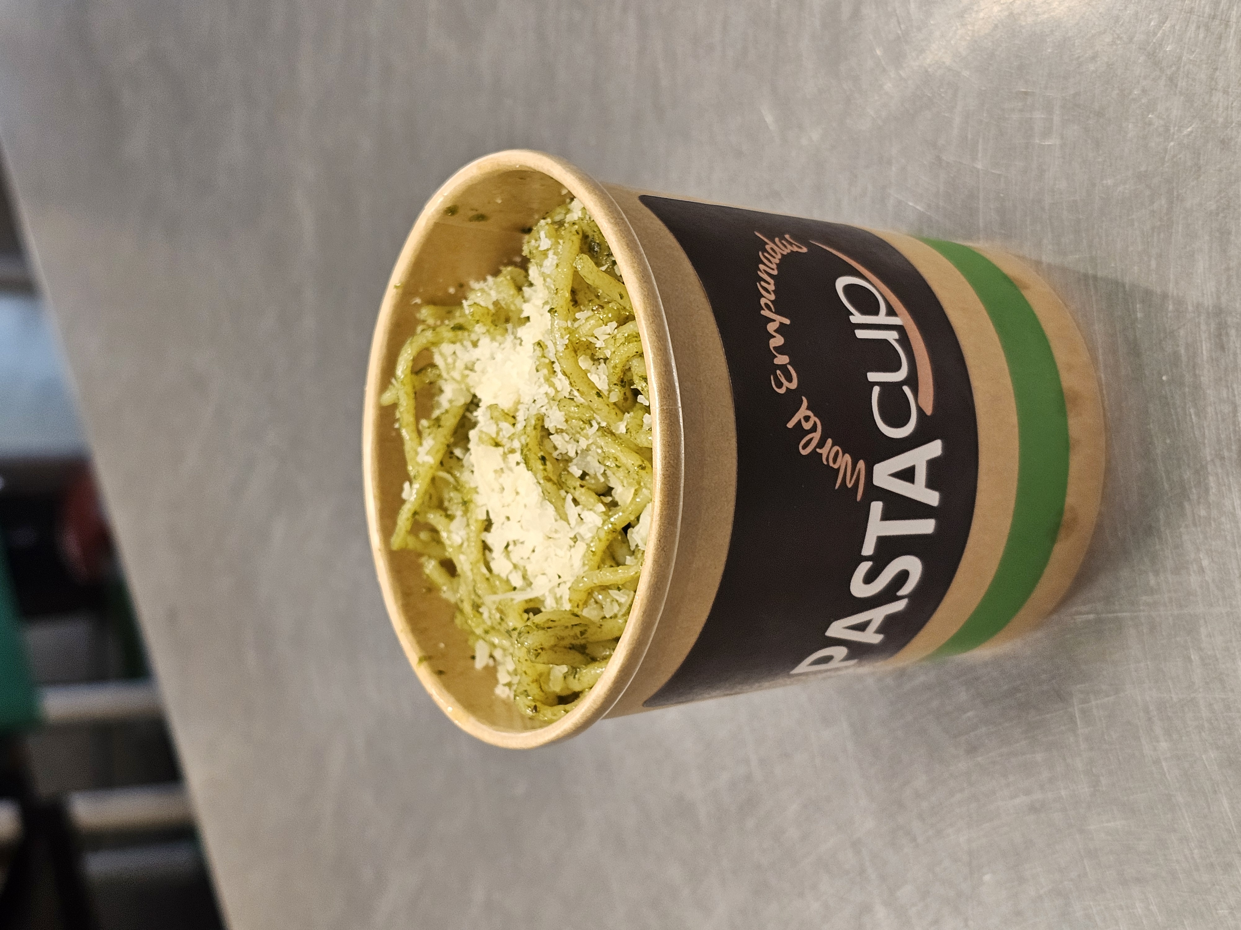 Small Cup Italian Style Pasta Noodles - Pesto Sauce