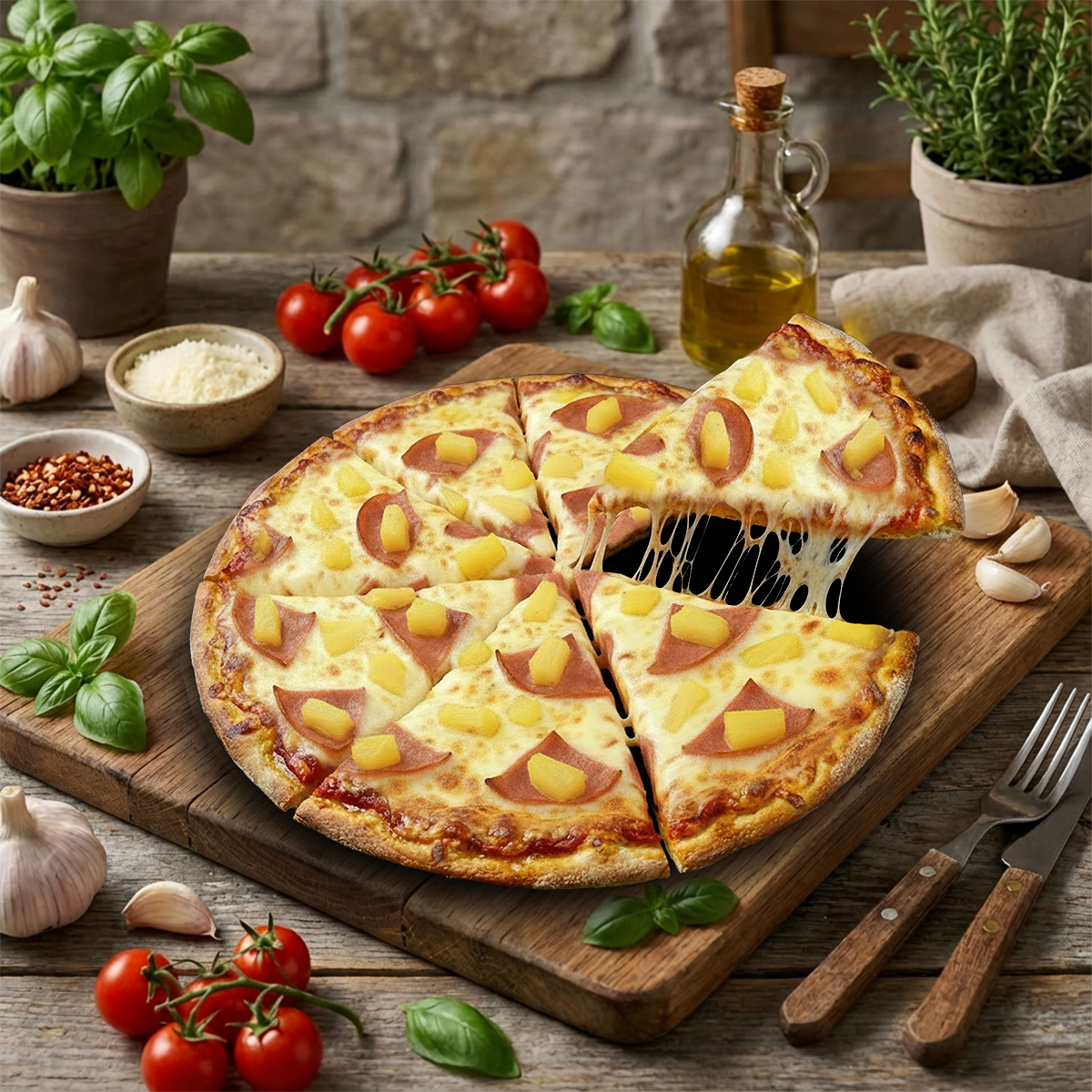 Large Thin Crust Hawaiian Pizza