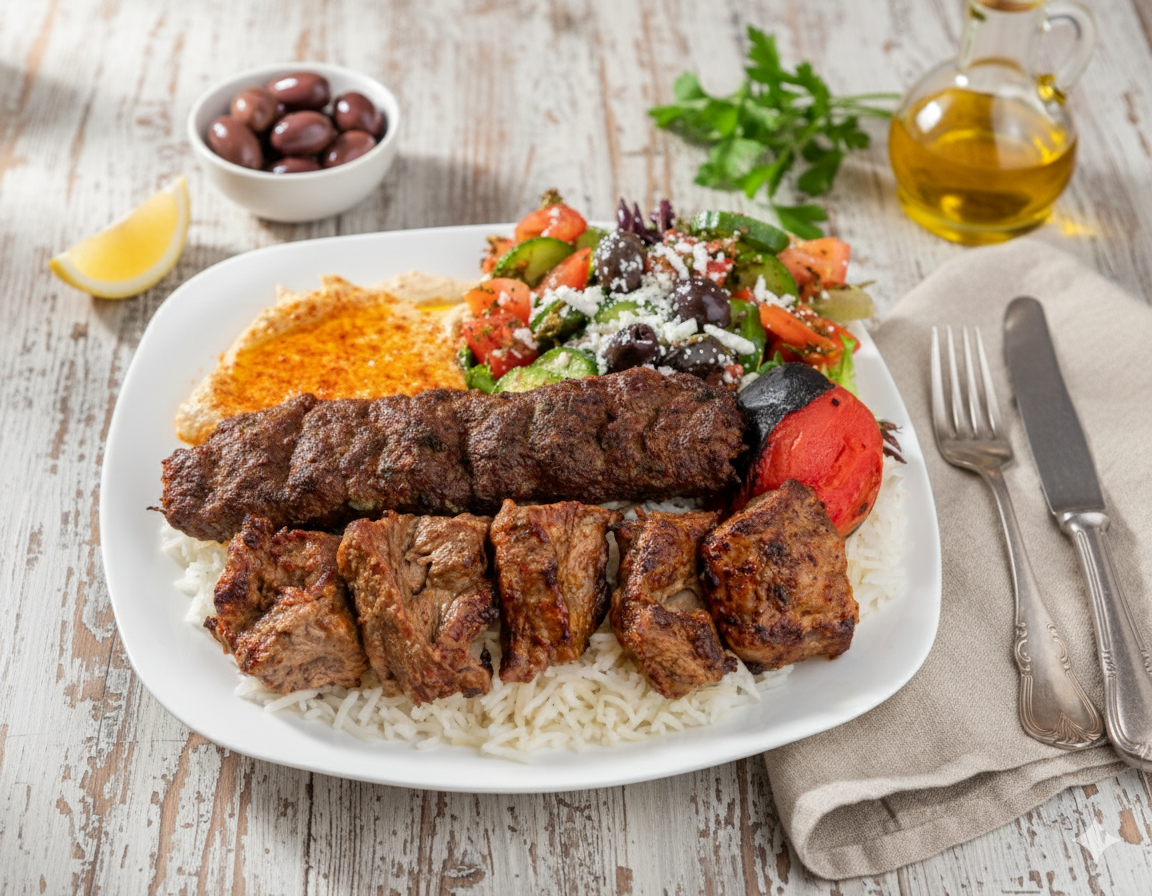 Beef Steak Kabob + Ground Beef Skewer Plate