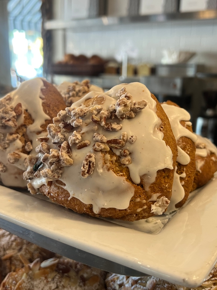 Pumpkin with Maple Glaze and Frosted Pecans Scone